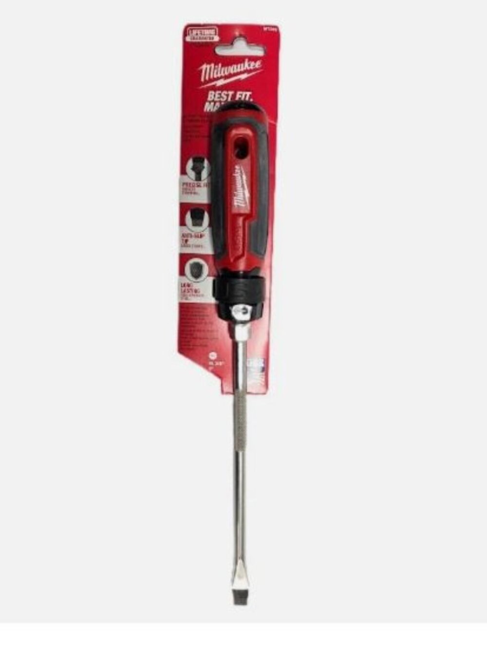 Milwaukee 48-22-2833 3/16 x 8" Cabinet Drive Slotted Screwdriver Cushion Grip